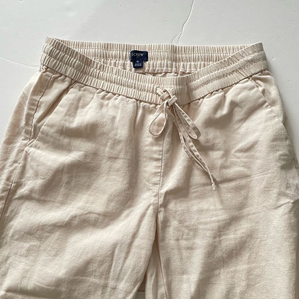 J. Crew Women’s Beige Joggers Cotton Blend Drawstring Pants Size 6 Summer Beach